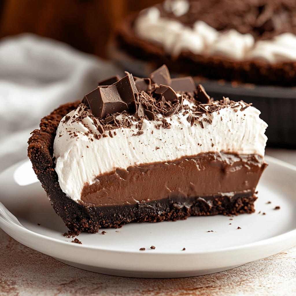 slice of no bake chocolate pie